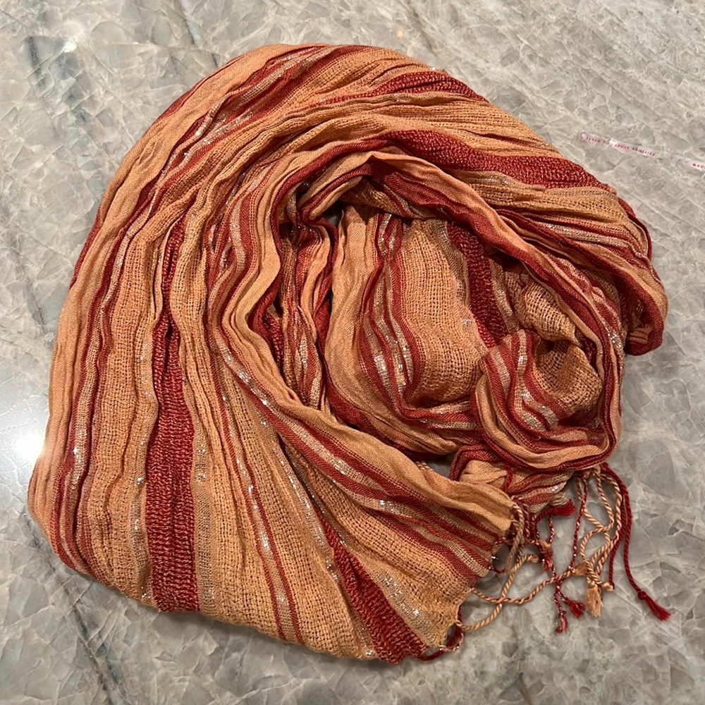 Shiny Orange and Red Scarf